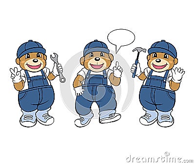 Bear Mechanic Mascot Vector Illustration