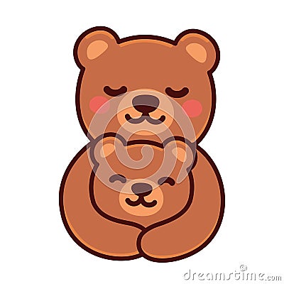 Bear mom and baby Vector Illustration