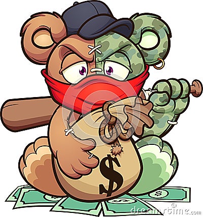 Bear money bat Vector Illustration