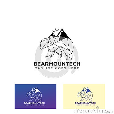 bear mountain connecting logo design vector icon or symbol illustration Vector Illustration