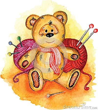 Bear painted in watercolor Vector Illustration