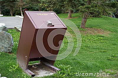 Bear Proof Trash Can secure garbage Stock Photo