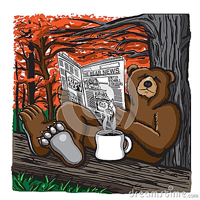 Bear reading a newspaper Stock Photo