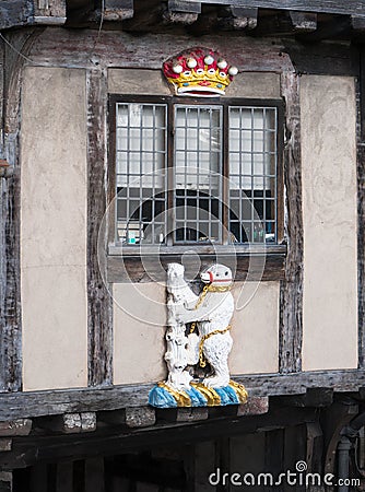 Bear and rugged staff at the Lord Leycester hospital Stock Photo