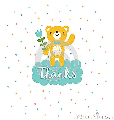 Bear says thanks Vector Illustration