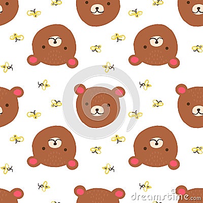 Bear seamless pattern Vector Illustration