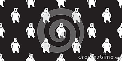 Bear seamless pattern vector panda polar bear bow tie isolated teddy background wallpaper black Stock Photo