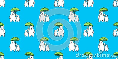 Bear seamless pattern vector Polar bear isolated umbrella raining wallpaper background Stock Photo