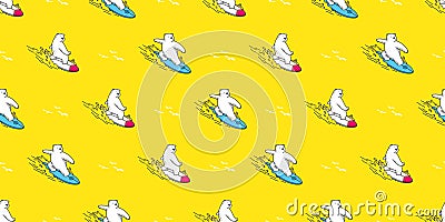 Bear seamless Polar Bear vector pattern isolated surf ocean wave cartoon illustration doodle wallpaper background Cartoon Illustration