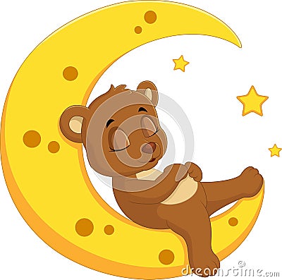 The bear sleep on the moon Vector Illustration