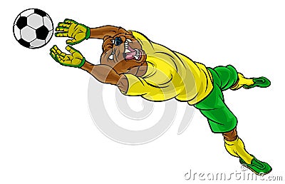 Bear Soccer Football Player Animal Sports Mascot Vector Illustration