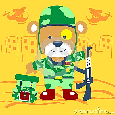 Bear soldier vector Vector Illustration