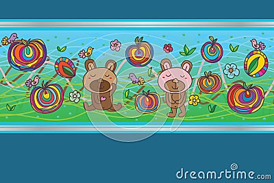Bear sugar colorful card template Vector Illustration