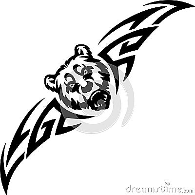 Bear and symmetric tribals - vector illustration. Vector Illustration