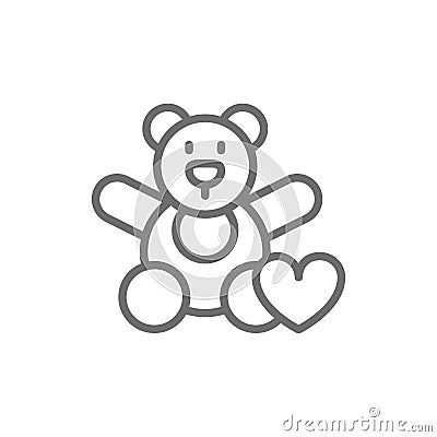 Bear toy, donation to children, volunteering for orphanages, charity line icon. Vector Illustration