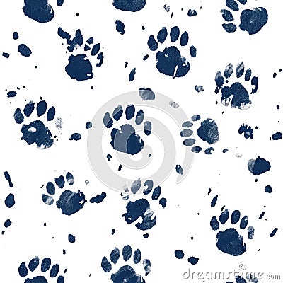 Bear Tracks On White Background . Seamless Background. Generative AI Stock Photo