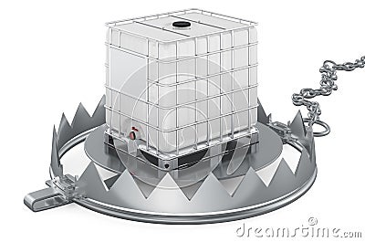 Bear Trap with intermediate bulk container, 3D rendering Stock Photo