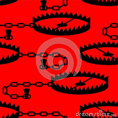 Bear trap pattern seamless. Metal animal mantrap background. vector illustration Vector Illustration