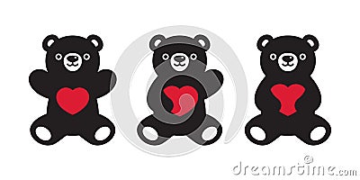 Bear vector heart valentine icon polar bear teddy logo symbol cartoon character doodle illustration design Vector Illustration