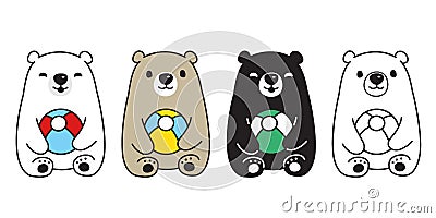 Bear vector polar bear ball balloon toy sitting cartoon character icon logo illustration Cartoon Illustration