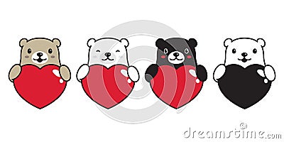 Bear vector polar bear heart valentine hug character cartoon icon logo doodle illustration Vector Illustration