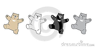 Bear vector polar bear icon logo teddy dancing cartoon character doodle symbol illustration design Vector Illustration