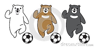 Bear vector polar Bear soccer football logo icon symbol character cartoon illustration Cartoon Illustration