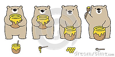 Bear vector Polar Bear icon logo honey bee cartoon character illustration doodle Cartoon Illustration