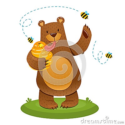 The bear is very fond of honey Stock Photo