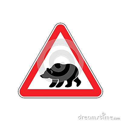 Bear Warning sign red. Predator Hazard attention symbol. Danger Vector Illustration