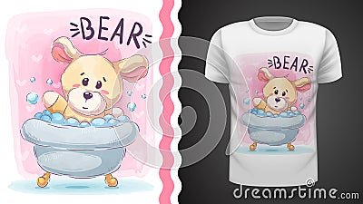 Bear wash - idea for print t-shirt Vector Illustration