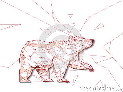 BEAR Wire frame low polygon bearish trend, technology trading for stock market, vector art and illustration. Cartoon Illustration