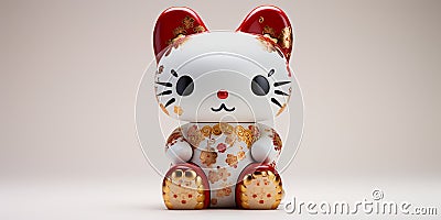 Bearbrick Maneki neko wallpaper white background Stock Photo