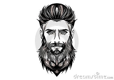 Beard Elegance in Vectors: Logo Masterpieces Stock Photo