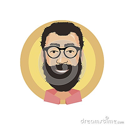 Beard guy attractive hair face portrait Vector Illustration
