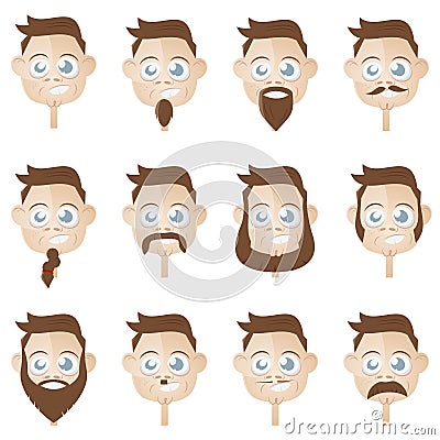 Beard head collection Vector Illustration