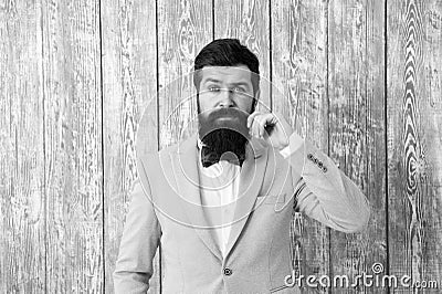 Beard and mustache. Barber shop concept. Barber shop offer range of packages for groom make his big day unforgettable Stock Photo