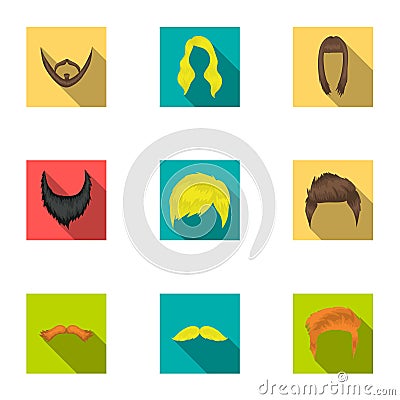 Beard set icons in flat style. Big collection of beard vector symbol Vector Illustration
