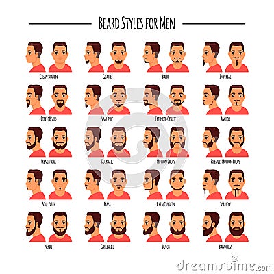 Beard styles for men icon set, vector illustration Vector Illustration