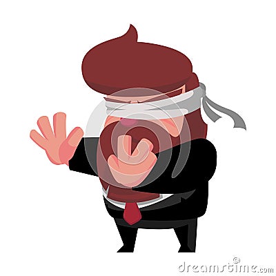 A bearded businessman with a bandaged gas Vector Illustration