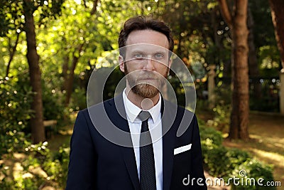 Bearded businessman, politician, boss, entrepreneur, or best man Stock Photo