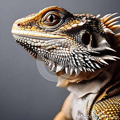 A bearded dragon as a fearsome dragon, with scales and wings5 Stock Photo