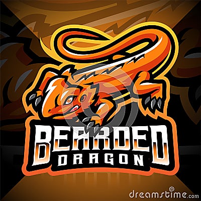 Bearded dragon esport mascot logo Vector Illustration