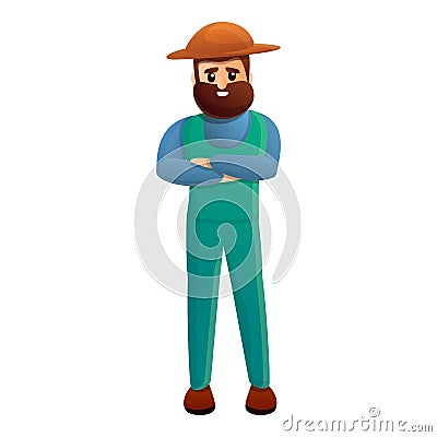 Bearded farmer icon, cartoon style Vector Illustration