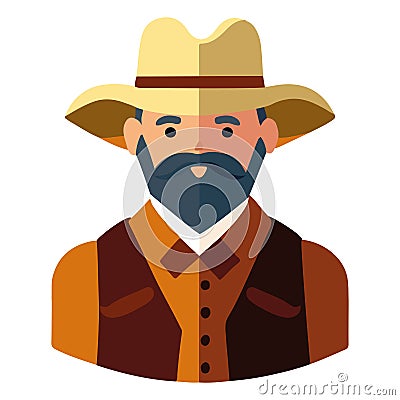 bearded farmer wearing a traditional hat Vector Illustration