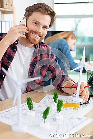 bearded handsome awesome male architect Stock Photo