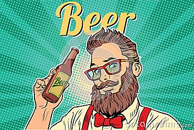 Bearded hipster beer Vector Illustration