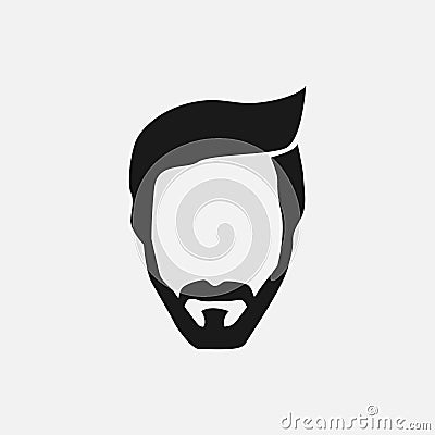 Bearded hipster face black silhouette. Vector illustration Vector Illustration