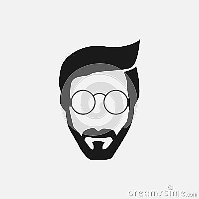 Bearded hipster face black silhouette. Vector illustration Vector Illustration