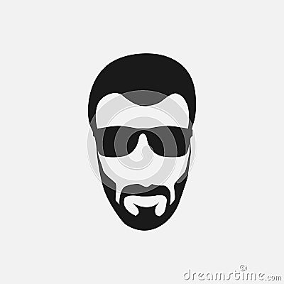 Bearded hipster face black silhouette. Vector illustration Vector Illustration